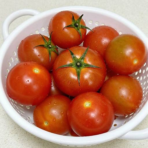 Vibrant Heirloom Grape Tomatoes in Colander