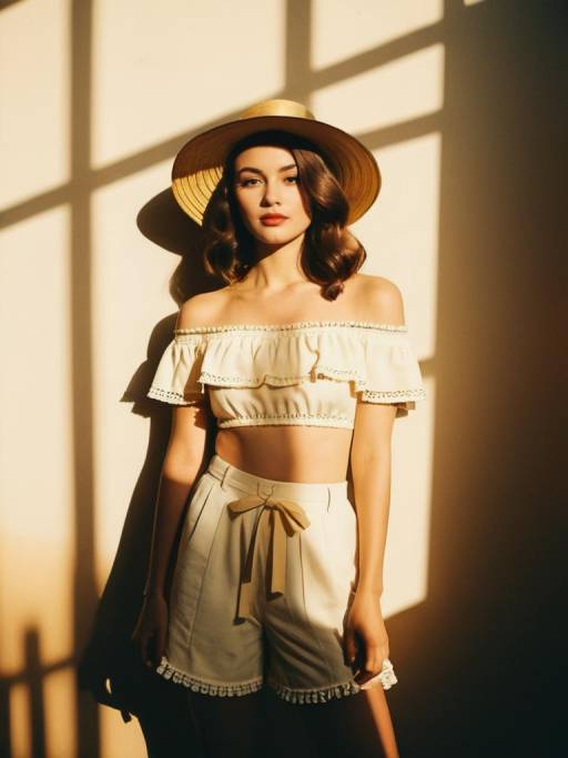 Summer Chic Woman in White Two-Piece