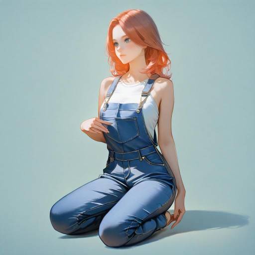 Dreamy Girl in Casual Denim Overalls Dreamy Girl in Casual Denim Overalls