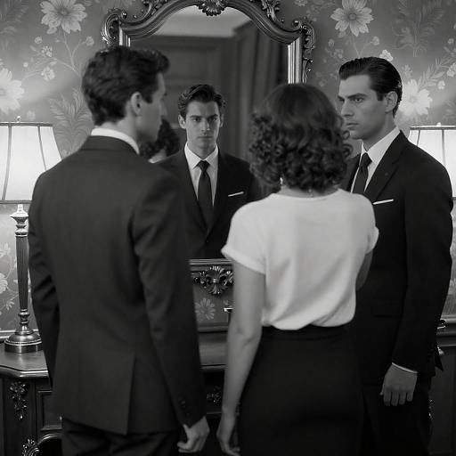 Elegant Black-and-White Portrait of Three