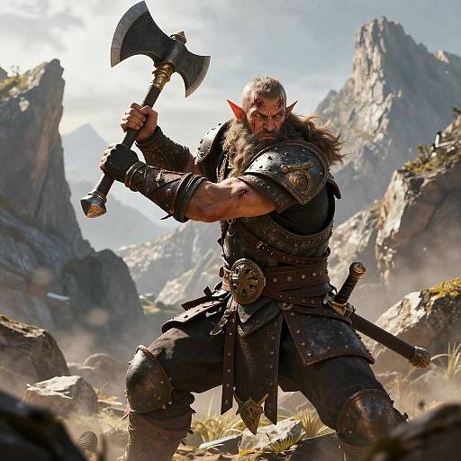 Fierce Dwarf Barbarian in Battle