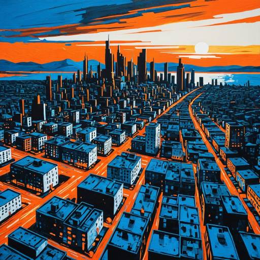 Abstract City Skyline at Sunset