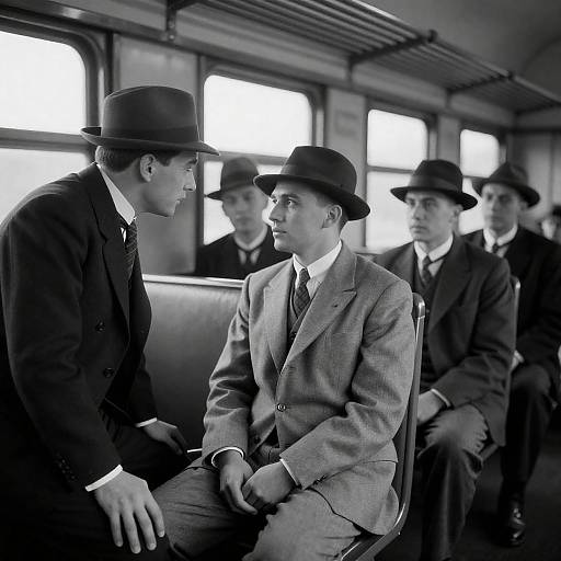 1950s Train Compartment Group Portrait