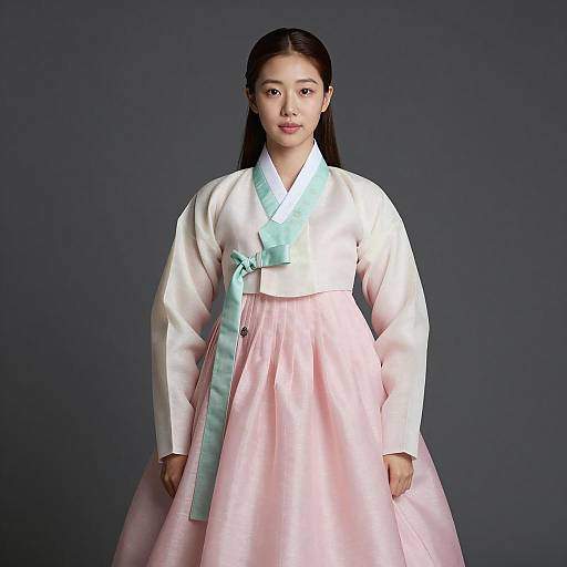 Elegant Portrait of a Korean Woman in Hanbok