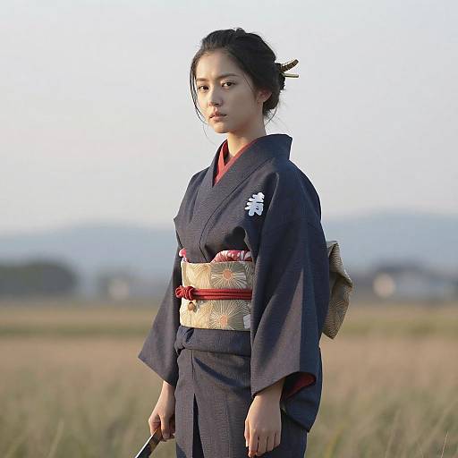 Oni Girl in Japanese Landscape