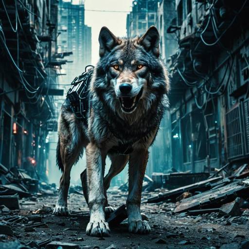 Cinematic Cybernetic Wolf in Action