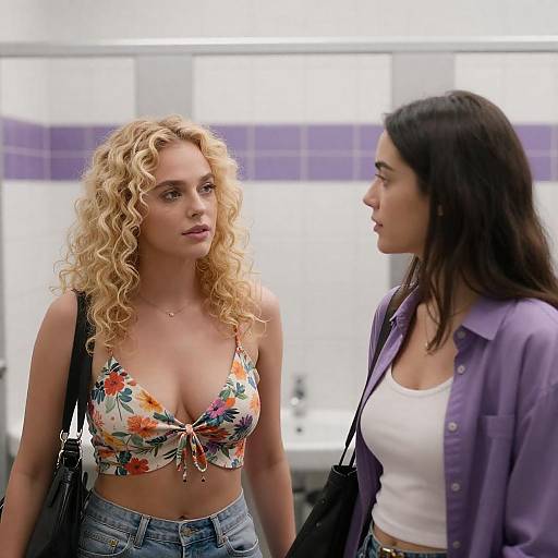 Bright Bathroom Portrait of Two Women