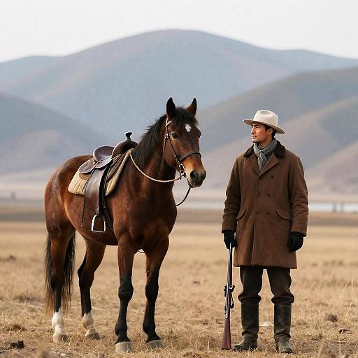 Horseman in a Serene Landscape Scene