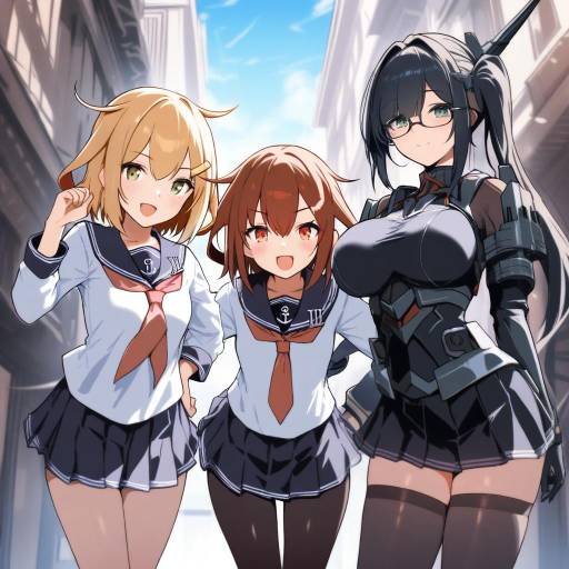Girls in Stylish School Uniforms