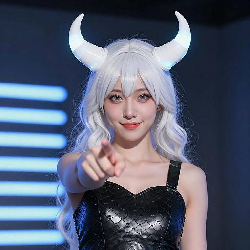 Asian Woman with Glowing Horns