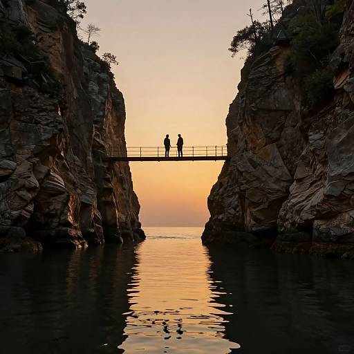 Timeless Bridge at Sunset Silhouettes