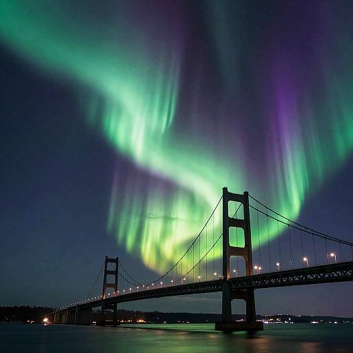 Northern Lights Over Mackinac Bridge
