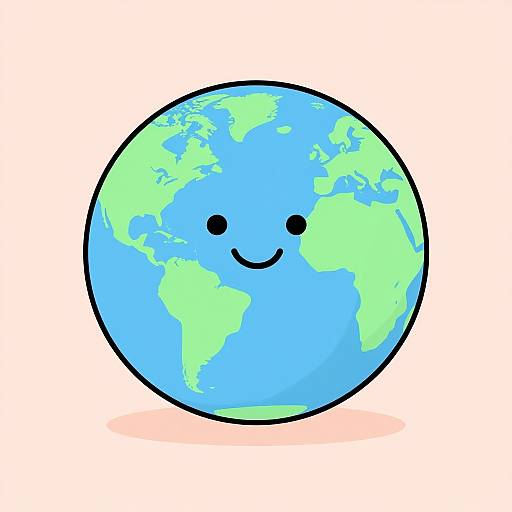 Minimalist Smiling Earth Globe