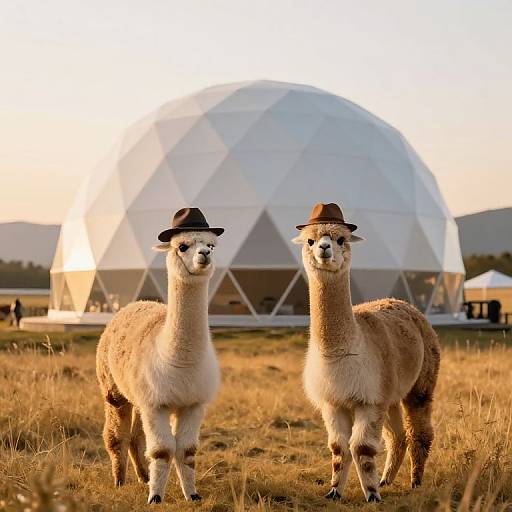 Whimsical Alpacas by Geodesic Dome