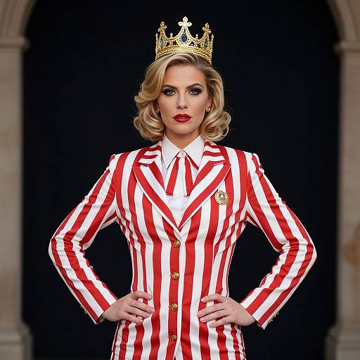 Female Ringmaster in Striped Suit