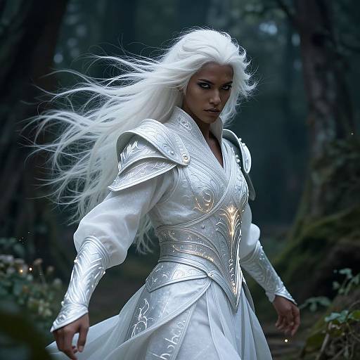 Dark-Skinned Fantasy Warrior with Glowing Armor