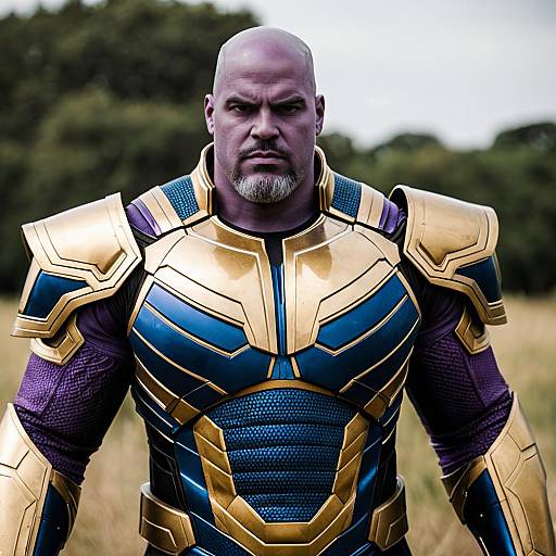 Plus Size Thanos Costume with Armor Outdoors