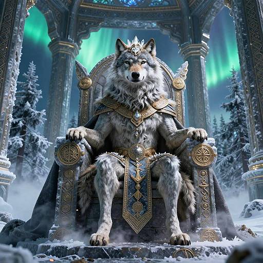 Regal Silver Wolf Ruler in Tundra