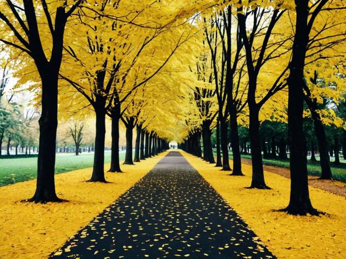 Autumn Pathway with Golden Leaves
