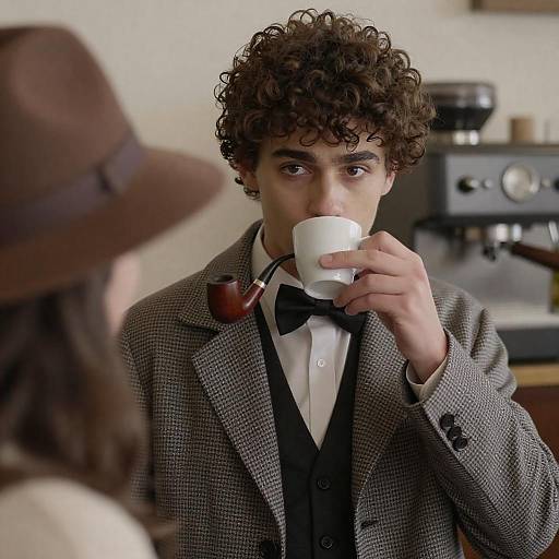 Vintage Coffee Moment: Two Friends Chat