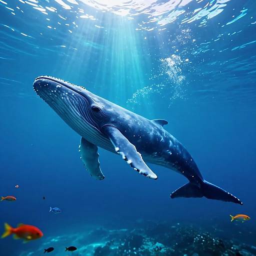 Majestic Blue Whale in Ethereal Cave