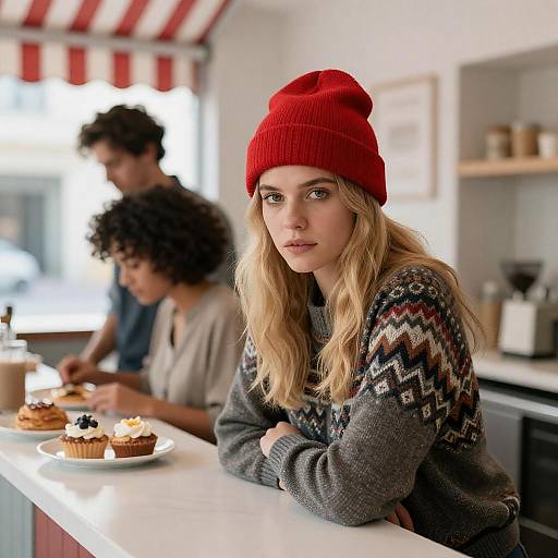 Focused Cafe Scene with Engaging Characters