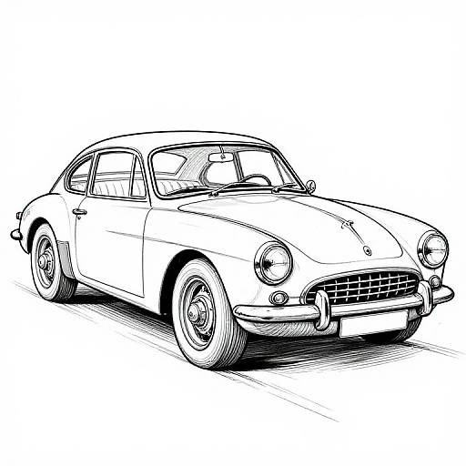 Vintage Car Outline Drawing