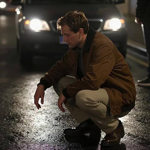 Mysterious Encounter on a Rainy Street