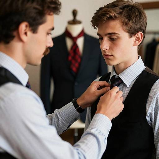 Portrait of Stylish Men Adjusting Ties