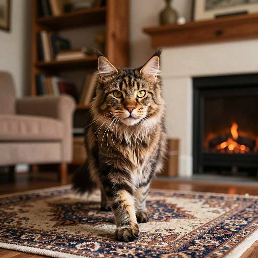 Confident Maine Coon in Cozy Countryside Room