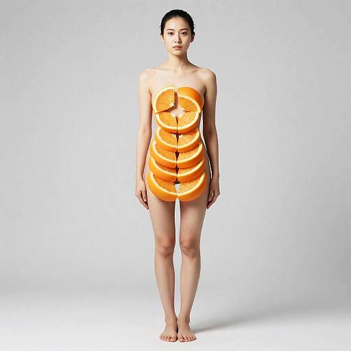 Woman Wearing Orange Segment Outfit