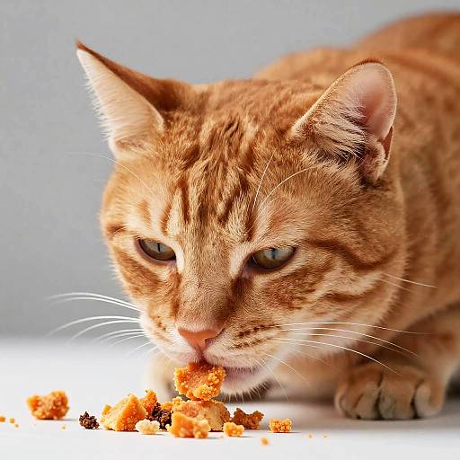 Close-Up of Ginger Cat Eating