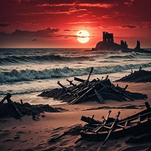 Ancient Battlefield at Red Sunset Ancient Battlefield at Red Sunset