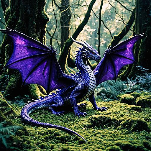 Majestic Violet Dragon in Mystical Grove