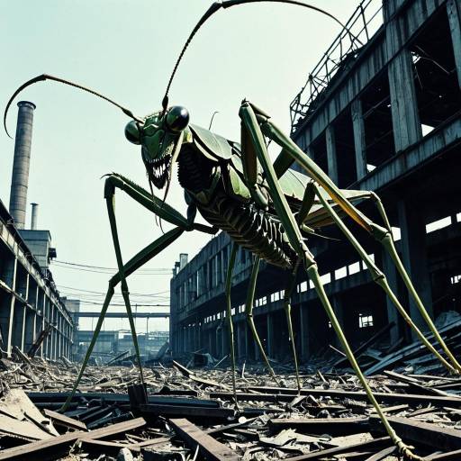 Sinister Mantis Over Abandoned Factory