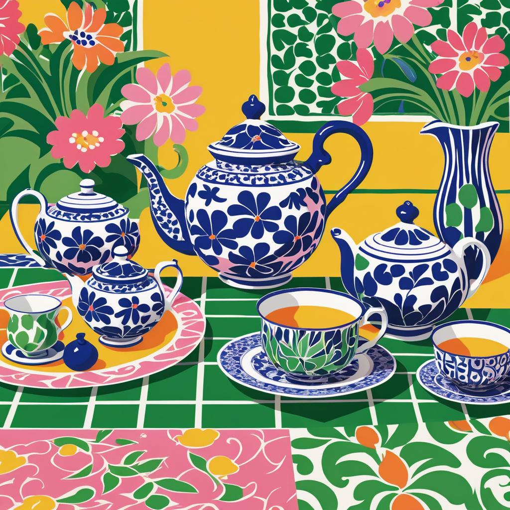 Whimsical Matisse-Inspired Teapot Scene