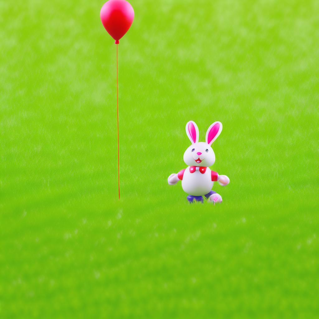 Bunny and Balloon in Sunny Meadow