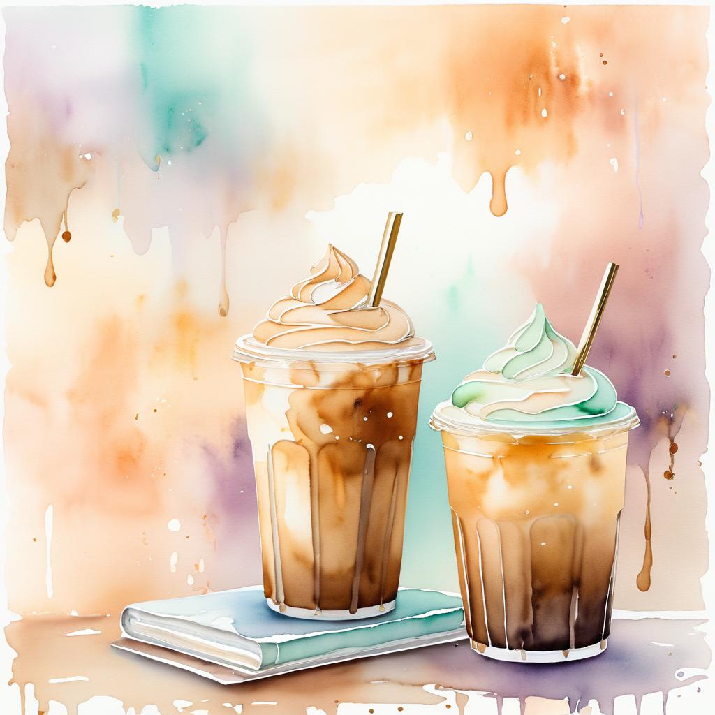 Whimsical Watercolor Iced Coffee Art