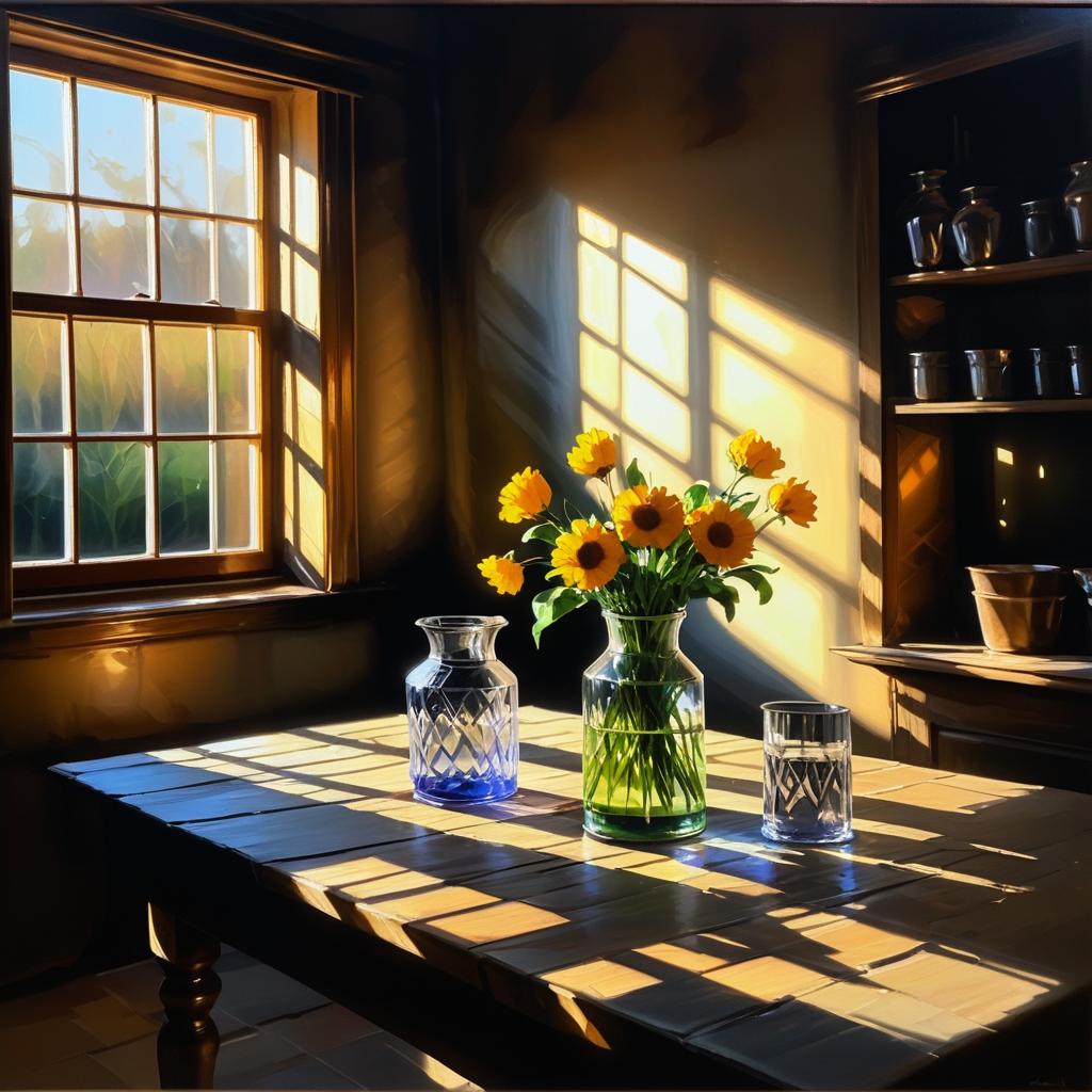 Cinematic Oil Painting of Rustic Farmhouse