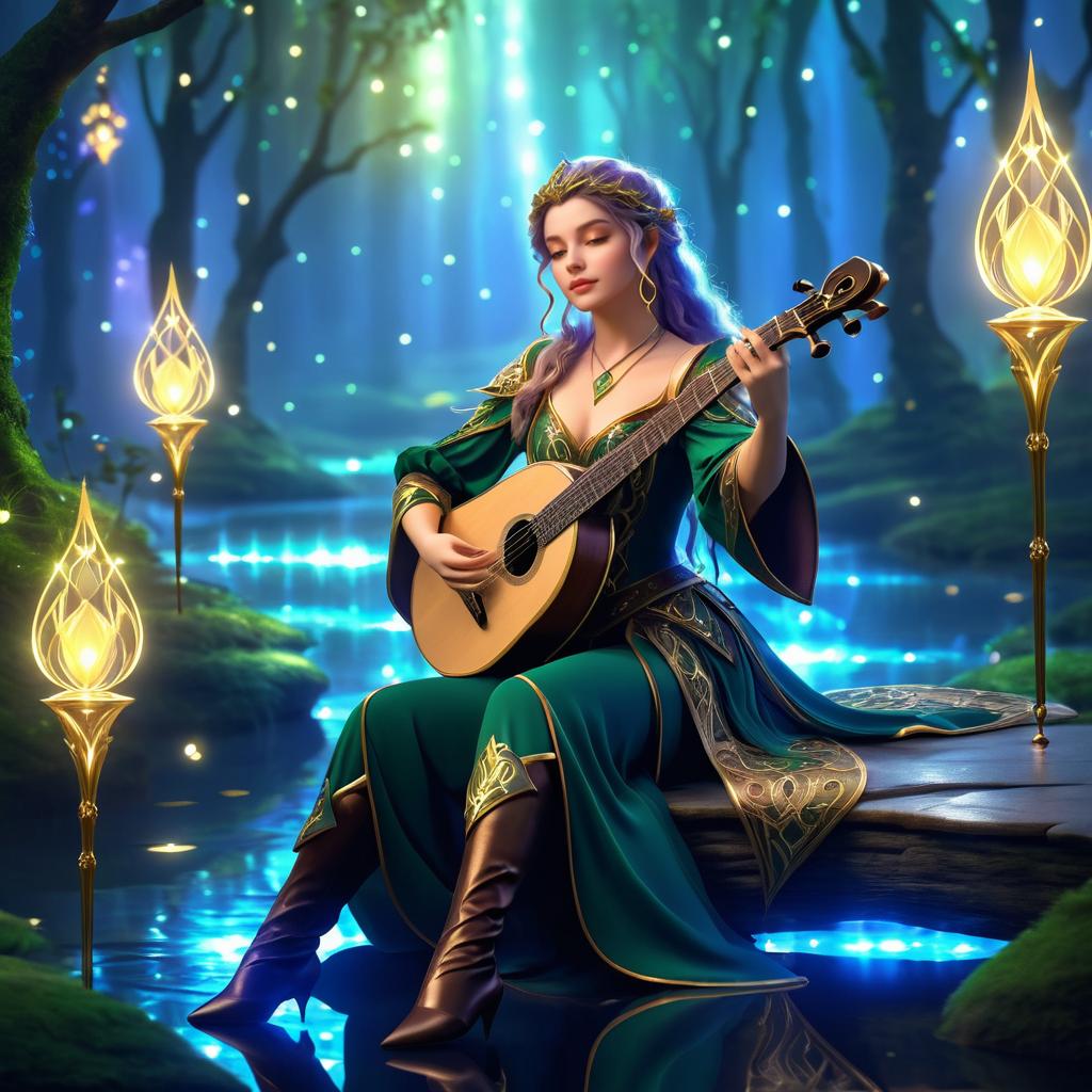 Enchanting Elf Bard in a Fantasy Realm