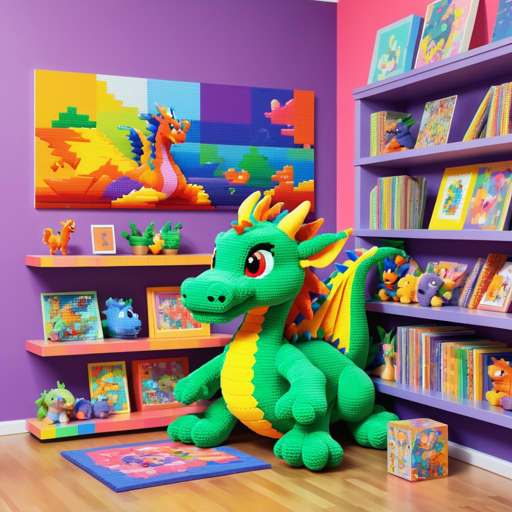 Whimsical Dragon Plush in Child's Room