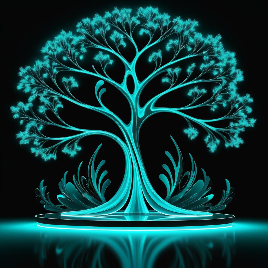 Futuristic Turquoise Tree Light Art