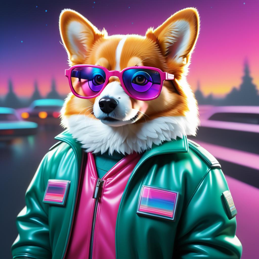 Retro Corgi in Kombuchapunk Style