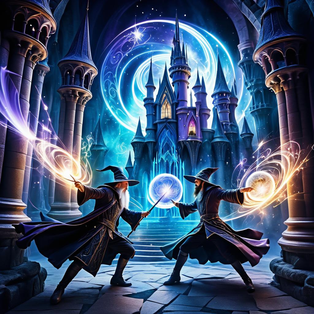 Epic Battle of Wizards in Enchanted Realm