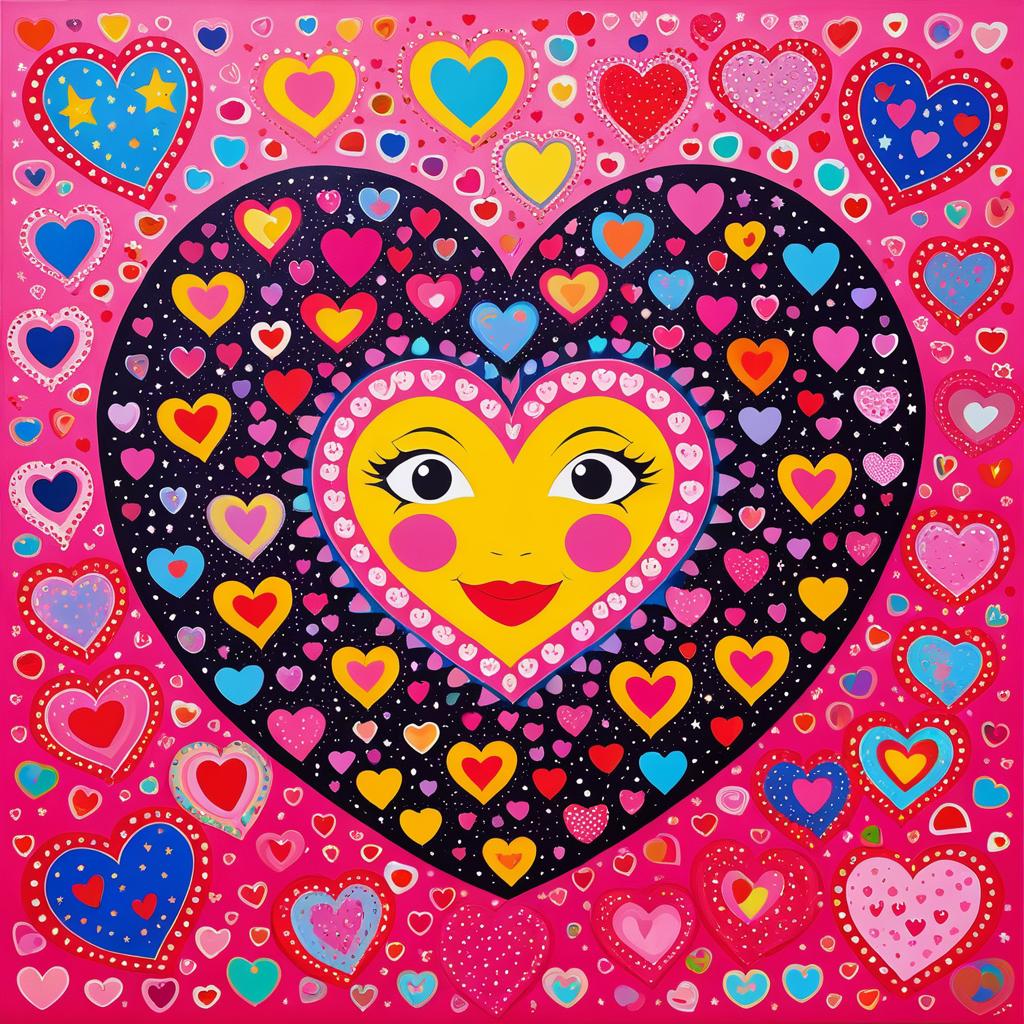 Cheerful Heart Art with Smiling Faces