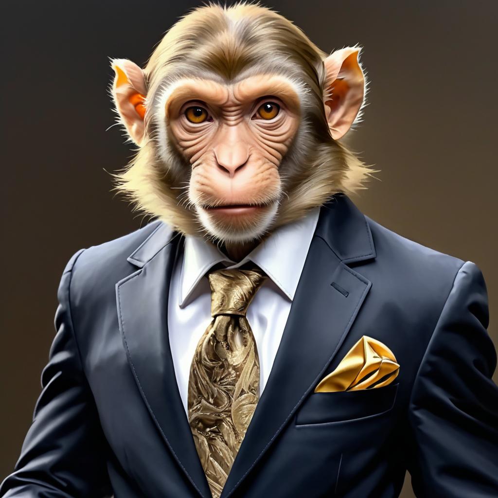 Sophisticated Rhesus Macaque in Blazer