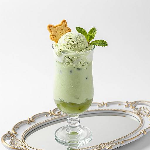 Charming Green Iced Drink Presentation