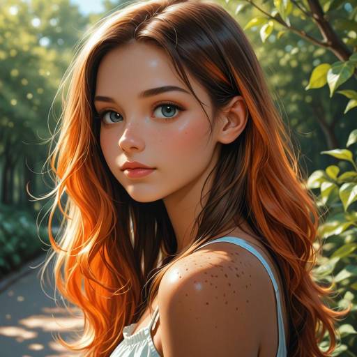 Young Woman with Freckles Outdoors