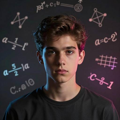 Genius Portrait with Glowing Math