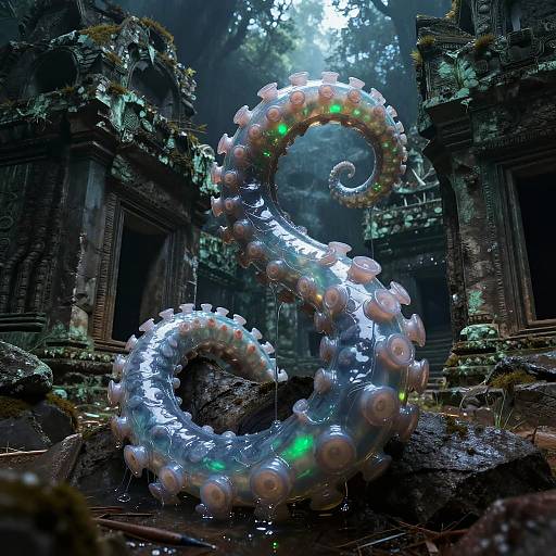 Slime Tentacle Entwined Ancient Ruins